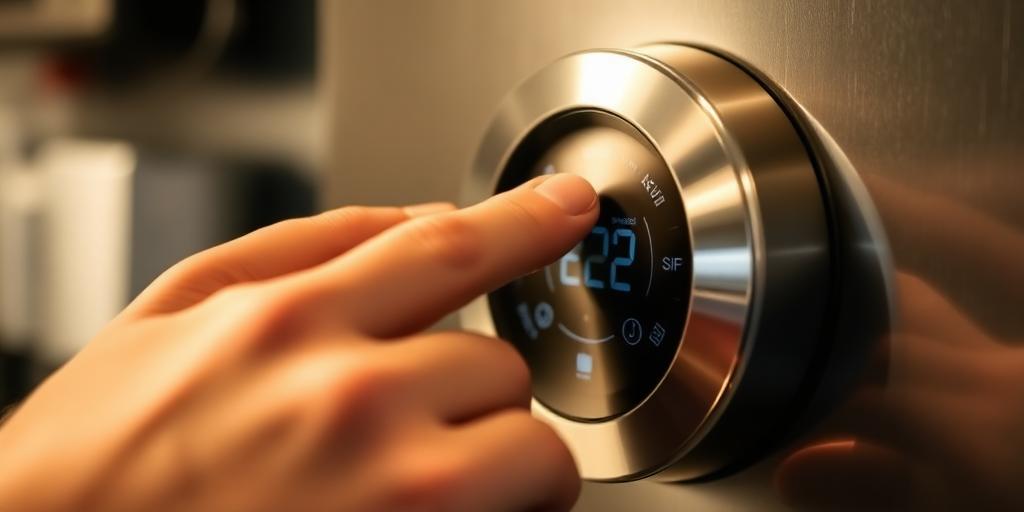 Technician adjusting smart thermostat